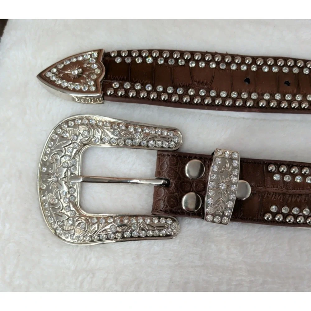 Nocona Western Belt Crystal Concho Gator Mahogany N3416202